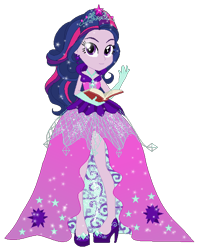 Size: 494x592 | Tagged: safe, artist:gihhbloonde, imported from derpibooru, twilight sparkle, equestria girls, alternate hairstyle, base used, book, clothes, dress, eyelashes, female, gloves, high heels, long gloves, shoes, simple background, solo, transparent background, waving