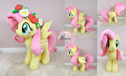 Size: 2400x1454 | Tagged: safe, artist:dixierarity, imported from derpibooru, fluttershy, pegasus, commission, plushie, wreath