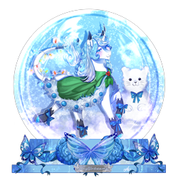 Size: 2500x2500 | Tagged: safe, artist:bunnari, imported from derpibooru, oc, oc only, pony, unicorn, cloak, clothes, female, high res, mare, simple background, snow globe, snowman, solo, transparent background