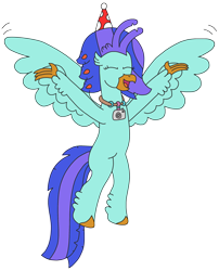 Size: 2344x2896 | Tagged: safe, artist:supahdonarudo, imported from derpibooru, oc, oc only, oc:sea lilly, classical hippogriff, hippogriff, birthday, flying, happy, hat, high res, party hat, simple background, transparent background