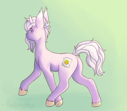 Size: 4000x3500 | Tagged: safe, artist:axidemythe, imported from derpibooru, oc, oc only, oc:cotton acid, pony, unicorn, ear fluff, green background, hooves, looking at you, looking back, simple background, sketch, solo, walking, walking away