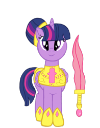 Size: 3218x4096 | Tagged: safe, artist:turnaboutart, imported from derpibooru, twilight sparkle, alicorn, pony, alternate hairstyle, alternate tailstyle, armor, hair bun, hairband, looking forward, magic sword, simple background, solo, sword, tail, transparent background, twilight sparkle (alicorn), weapon, xenoblade chronicles (series), xenoblade chronicles 2