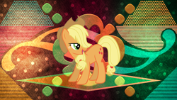 Size: 3840x2160 | Tagged: safe, artist:laszlvfx, artist:waranto, edit, imported from derpibooru, applejack, earth pony, pony, applejack's hat, cowboy hat, female, hat, high res, mare, solo, stetson, wallpaper, wallpaper edit