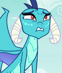 Size: 609x718 | Tagged: safe, imported from derpibooru, screencap, princess ember, dragon, season 7, triple threat, cropped, dragoness, female, frown, solo, teeth