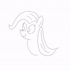 Size: 600x600 | Tagged: safe, artist:huodx, fluttershy, pony, animated, blinking, gif, monochrome, simple background, smiling