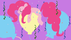 Size: 1920x1080 | Tagged: safe, artist:iloinen1, imported from ponybooru, pinkie pie, balloon, eyes closed, female, mare, sleeping, smiling, streamers, tail