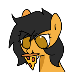 Size: 2048x2048 | Tagged: safe, artist:omelettepony, derpibooru exclusive, oc, oc only, oc:filly anon, earth pony, pony, /mlpol/, angry, bust, earth pony oc, female, filly, food, mlpol, nom, pizza, simple background, solo, transparent background