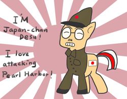 Size: 1024x800 | Tagged: safe, deleted from derpibooru, derpibooru exclusive, imported from ponybooru, oc, oc:japan-chan, pony, japan, japanese flag, nation ponies, ponified, solo, world war ii