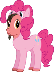 Size: 619x834 | Tagged: safe, artist:mrkat7214, derpibooru exclusive, imported from derpibooru, pinkie pie, oc, oc:ace play, earth pony, pony, derpibooru community collaboration, 2022 community collab, clothes, cosplay, costume, facial hair, goatee, looking at you, male, ponysuit, simple background, solo, stallion, transparent background, vector