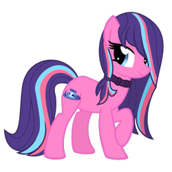 Size: 1594x1594 | Tagged: safe, artist:the smiling pony, imported from derpibooru, oc, oc only, oc:serenity pond, earth pony, pony, derpibooru community collaboration, .svg available, 2022 community collab, collar, hair over one eye, looking at you, simple background, smiling, solo, svg, transparent background, vector