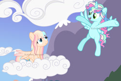 Size: 1280x859 | Tagged: safe, artist:katelynleeann42, imported from derpibooru, oc, oc only, oc:cloudy skylight, oc:foam clouds, alicorn, pegasus, pony, base used, cloud, female, mare