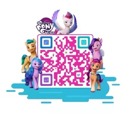 Size: 778x747 | Tagged: safe, imported from derpibooru, hitch trailblazer, izzy moonbow, pipp petals, sunny starscout, zipp storm, earth pony, pegasus, pony, unicorn, chinese, female, g5, male, mane five (g5), mare, my little pony: a new generation, qr code, stallion