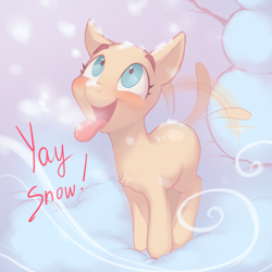 Size: 5000x5000 | Tagged: safe, artist:littmosa, imported from derpibooru, dog, commission, dogified, happy, open mouth, snow, species swap, winter, your character here