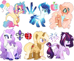 Size: 4000x3300 | Tagged: safe, artist:biitt, artist:gihhbloonde, imported from derpibooru, oc, oc only, oc:princess aqua pink, oc:sonic blast (ice1517), alicorn, hybrid, pegasus, pony, seapony (g4), unicorn, icey-verse, alicorn oc, bandana, base used, blushing, braid, broken horn, coat markings, colored wings, ear piercing, earring, eyelashes, female, fin wings, fins, freckles, glasses, horn, interspecies offspring, jewelry, leonine tail, lip piercing, long feather, magical lesbian spawn, mare, markings, necklace, next generation, offspring, open mouth, parent:applejack, parent:big macintosh, parent:fleur-de-lis, parent:fluttershy, parent:pinkie pie, parent:princess skystar, parent:rainbow dash, parent:rarity, parent:soarin', parent:tempest shadow, parent:trenderhoof, parent:twilight sparkle, parents:fleurity, parents:fluttermac, parents:skypie, parents:soarindash, parents:tempestlight, parents:trenderjack, piercing, pinto, raised hoof, seashell, seashell necklace, simple background, smiling, solo, tail, transparent background, two toned wings, unshorn fetlocks, wings