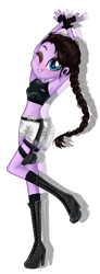 Size: 700x1900 | Tagged: safe, alternate version, artist:gihhbloonde, imported from derpibooru, oc, oc only, equestria girls, boots, braid, clothes, eyelashes, female, fingerless gloves, gloves, high heel boots, one eye closed, shoes, shorts, simple background, smiling, solo, transparent background, wink