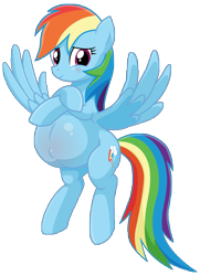 Size: 6300x8700 | Tagged: safe, artist:xniclord789x, imported from derpibooru, rainbow dash, pegasus, pony, belly, belly button, big belly, blushing, crossed hooves, cute, dashabetes, female, flying, looking at you, mare, momma dash, outie belly button, preggo dash, pregnant, simple background, smiling, transparent background
