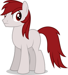 Size: 1922x2098 | Tagged: safe, artist:thatusualguy06, derpibooru exclusive, imported from derpibooru, oc, oc only, oc:heritage glance, earth pony, pony, derpibooru community collaboration, 2022 community collab, earth pony oc, frown, full body, male, missing cutie mark, red eyes, red mane, red tail, shadow, show accurate, simple background, solo, stallion, standing, tail, transparent background, vector