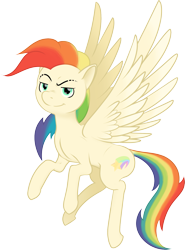 Size: 1265x1706 | Tagged: safe, artist:underwoodart, derpibooru exclusive, imported from derpibooru, oc, oc only, oc:shooting star, pegasus, pony, derpibooru community collaboration, 2022 community collab, colored wings, eyebrow slit, eyebrows, flight of the valkyrie, flying, gradient wings, multicolored hair, pegasus oc, rainbow hair, simple background, solo, spread wings, the tale of two sisters, transparent background, wings