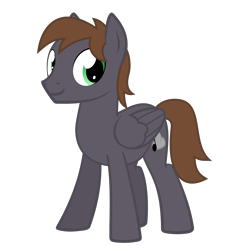Size: 1500x1500 | Tagged: safe, artist:the smiling pony, imported from derpibooru, oc, oc only, oc:wingbeat, pegasus, pony, .svg available, brown mane, brown tail, folded wings, full body, green eyes, looking at you, male, pegasus oc, show accurate, simple background, smiling, solo, stallion, standing, svg, tail, three quarter view, transparent background, vector, wings