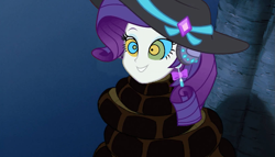 Size: 1181x677 | Tagged: safe, artist:ocean lover, imported from derpibooru, rarity, python, snake, equestria girls, equestria girls series, lost and found, coiling, coils, diamond, disney, ear piercing, earring, hat, hypno eyes, hypnosis, hypnotized, jewelry, jungle book, kaa, kaa eyes, night, outdoors, piercing, smiling, squeeze, squeezing, story included, sun hat, the jungle book, tree, wrapped up
