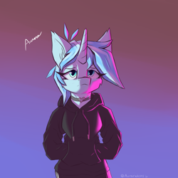 Size: 8192x8192 | Tagged: safe, artist:aurorakins, imported from derpibooru, oc, oc only, oc:aurora, anthro, pony, unicorn, anthro oc, clothes, hoodie, horn, unicorn oc