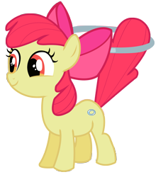 Size: 3217x3393 | Tagged: safe, artist:joemasterpencil, imported from derpibooru, apple bloom, earth pony, pony, season 2, the cutie pox, adorabloom, apple bloom's bow, bow, cute, female, filly, foal, full body, hair bow, high res, loop-de-hoop, red mane, red tail, simple background, smiling, solo, standing, tail, three quarter view, transparent background, vector