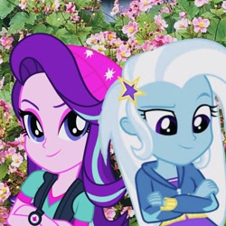 Size: 640x640 | Tagged: safe, artist:suntrixglim, imported from derpibooru, starlight glimmer, trixie, equestria girls, female, lesbian, shipping, startrix