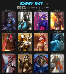 Size: 1000x1128 | Tagged: safe, artist:sunny way, imported from derpibooru, oc, android, anthro, big cat, bird, deer, dragon, horse, leopard, owl, robot, snake, snow leopard, 2021, alacorna, equis universe, exclusive, fanart, female, finished commission, kirinaes, male, mare, patreon, patreon exclusive, patreon reward, stallion, summary of art