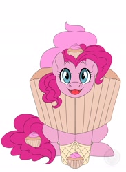 Size: 1503x2048 | Tagged: safe, artist:spectoidd, imported from derpibooru, pinkie pie, anthro, earth pony, clothes, costume, cupcake, cupcake costume, food, food costume, simple background, solo, white background