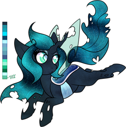 Size: 896x906 | Tagged: safe, artist:velnyx, imported from derpibooru, oc, oc:astrid, changeling, blue changeling, female, simple background, solo, transparent background