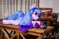 Size: 1140x760 | Tagged: safe, artist:limecraft, imported from derpibooru, izzy moonbow, pony, unicorn, female, g5, irl, life size, mare, photo, plushie, solo