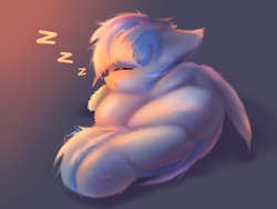 Size: 4000x3000 | Tagged: safe, artist:morealy, imported from derpibooru, oc, oc:antimony, pegasus, pony, butt, female, fluffy, onomatopoeia, plot, sleeping, solo, sound effects, underhoof, zzz