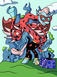 Size: 771x1036 | Tagged: safe, artist:sergeant16bit, imported from derpibooru, ocellus, changedling, changeling, insect, ladybug, changeling hive, commission, elastic, mask, present, superhero