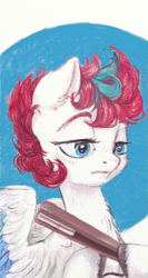 Size: 539x1015 | Tagged: safe, artist:kovoranu, imported from derpibooru, zipp storm, pegasus, pony, curly hair, female, frown, g5, headcanon, iron, mare, my little pony: a new generation, solo