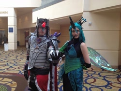 Size: 1024x768 | Tagged: safe, artist:cinemabrony, imported from derpibooru, king sombra, queen chrysalis, human, babscon, babscon 2015, clothes, cosplay, costume, duo, irl, irl human, photo