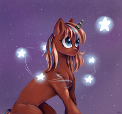 Size: 3200x3001 | Tagged: safe, artist:ske, imported from derpibooru, oc, oc only, pony, unicorn, high res, night, solo, stars, trade