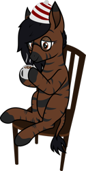 Size: 716x1418 | Tagged: safe, artist:chance35, derpibooru exclusive, imported from derpibooru, oc, oc only, oc:inkwelt, pony, zebra, beanie, chair, chocolate, cup, drink, food, glasses, hat, hot chocolate, marshmallow, mug, solo, vector