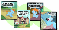 Size: 1024x532 | Tagged: safe, artist:equinepalette, imported from derpibooru, rainbow dash, oc, pegasus, pony, bald, comic, hospital, parent:rainbow dash, sad