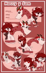 Size: 960x1528 | Tagged: safe, artist:plinckyctt, imported from derpibooru, oc, oc only, monster pony, pony, augmented, augmented tail, baby, baby pony, bust, glasses, horns, reference sheet, smiling, tail, unamused