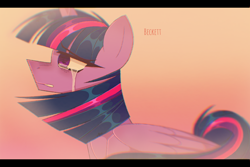 Size: 1500x1000 | Tagged: safe, artist:plinckyctt, imported from derpibooru, twilight sparkle, alicorn, pony, bust, crying, eyelashes, female, mare, solo, twilight sparkle (alicorn)