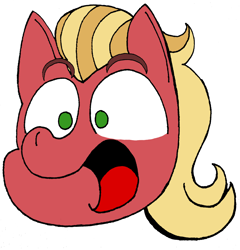 Size: 2376x2480 | Tagged: safe, artist:spoopygirl, imported from derpibooru, sprout cloverleaf, earth pony, pony, blonde, bust, digitally colored, g5, green eyes, high res, male, my little pony: a new generation, open mouth, shocked, simple background, stallion, surprised, thick eyebrows, traditional art, white background