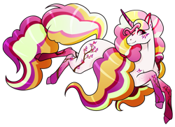 Size: 2809x2042 | Tagged: safe, artist:oneiria-fylakas, imported from derpibooru, oc, oc:pink pepper, pony, unicorn, female, high res, mare, rainbow power, simple background, solo, transparent background