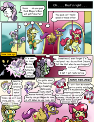 Size: 2975x3850 | Tagged: safe, artist:hipper-reed, idw, imported from derpibooru, apple bloom, applejack, scootaloo, sweetie belle, pony, spoiler:comic, bad end, carousel, cosmageddon, cosmos, high res, inanimate tf, transformation