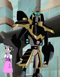 Size: 316x405 | Tagged: safe, artist:katequantum, edit, edited screencap, imported from derpibooru, screencap, octavia melody, equestria girls, autobot, prowl, transformers, transformers animated, vector