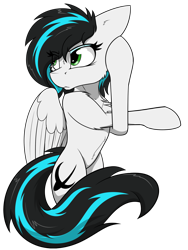 Size: 1200x1600 | Tagged: safe, artist:dangercloseart, imported from derpibooru, oc, oc only, oc:danger close, pegasus, pony, bipedal, cute, female, green eyes, mare, simple background, solo, stretching, transparent background