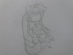 Size: 4128x3096 | Tagged: safe, artist:cherro, imported from derpibooru, oc, oc only, oc:seylan, pony, unicorn, armchair, chair, clothes, solo, traditional art