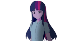 Size: 1280x720 | Tagged: safe, artist:makaryo, imported from derpibooru, twilight sparkle, equestria girls, animated, anime style, eyebrows, eyebrows visible through hair, female, frame by frame, gif, simple background, solo, walking, white background