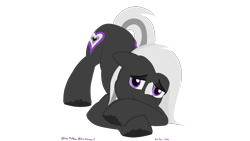 Size: 3200x1800 | Tagged: safe, alternate version, artist:rockhoppr3, imported from derpibooru, oc, oc only, oc:ace hearts, earth pony, pony, face down ass up, jack-o challenge, looking at you, meme, signature, simple background, solo, transparent background, unshorn fetlocks
