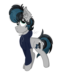 Size: 2640x3118 | Tagged: safe, artist:thepinkbirb, imported from derpibooru, oc, oc only, oc:coaldusk, earth pony, pony, clothes, colt, digital art, foal, high res, hoodie, looking up, male, solo, stallion