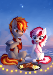 Size: 3762x5321 | Tagged: safe, artist:sofiko-ko, imported from derpibooru, oc, oc only, earth pony, pony, beach, bread, croissant, food